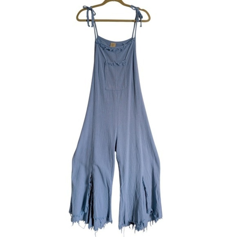 Galion Handmade Resortwear Earthy Whimsy Purple Wide Leg Tie Strap Jumpsuit